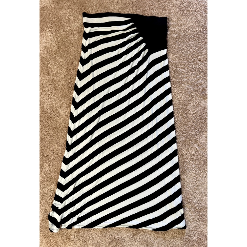 Y2K ECI New York Black &‎ White Striped Maxi Skirt Women's M